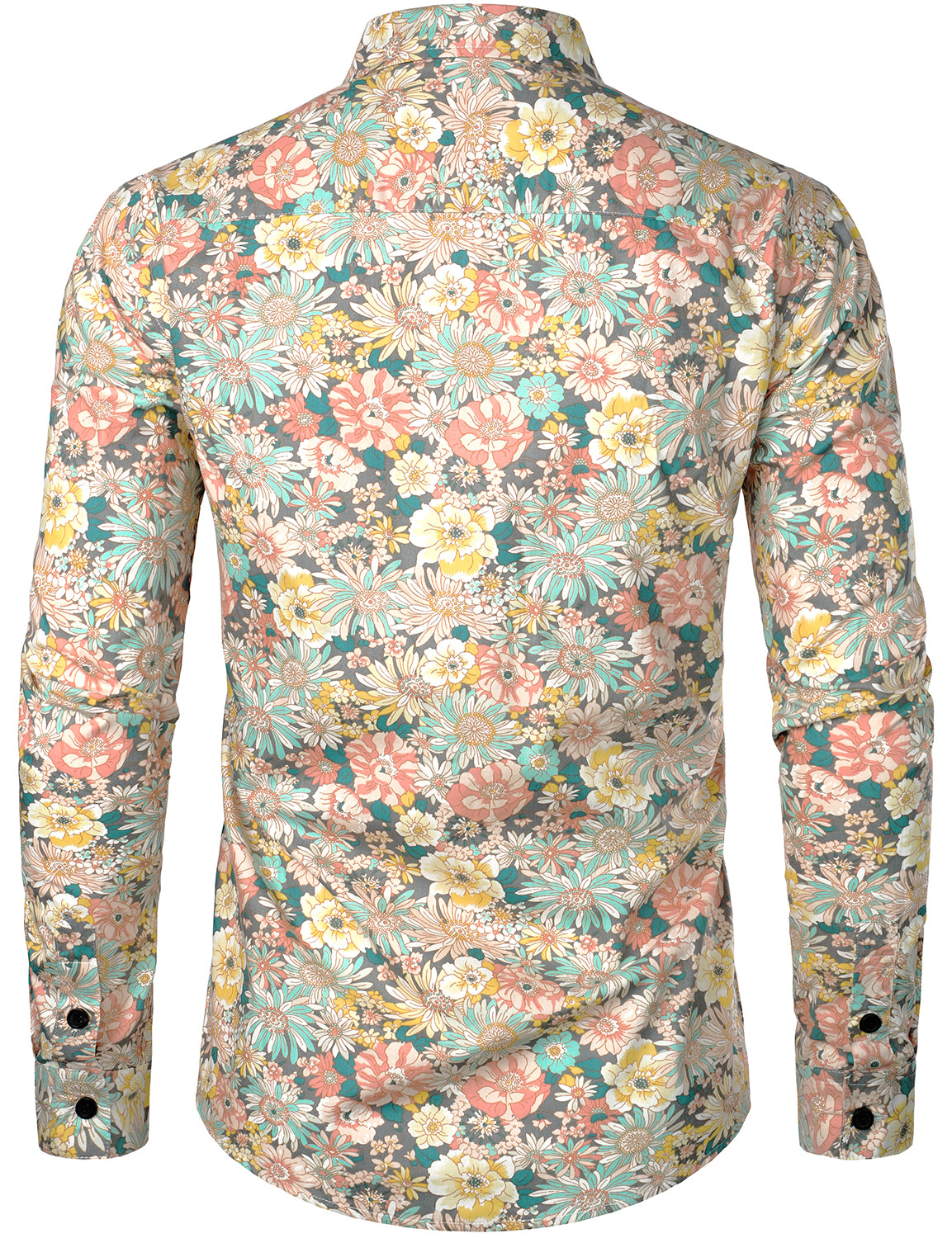 Camisa Grey de algodón floral estampado de manga larga para hombre