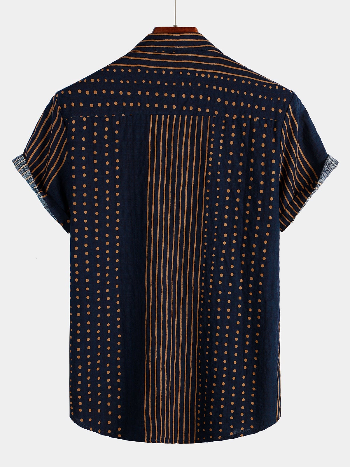 Camisa Men‘s Navy Blue rayas Summer de manga corta