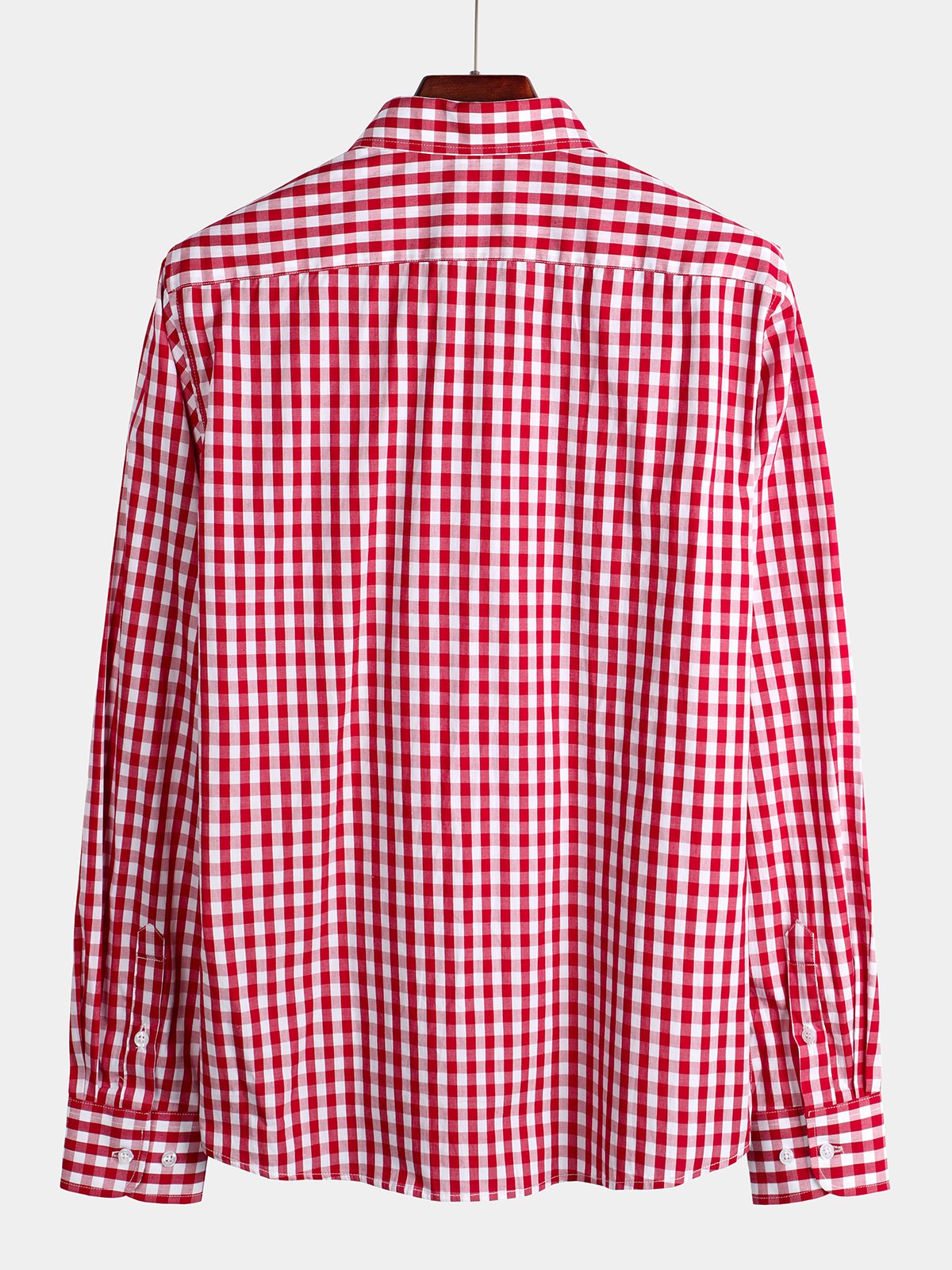 Camisa de algodón de manga larga a cuadros para hombre