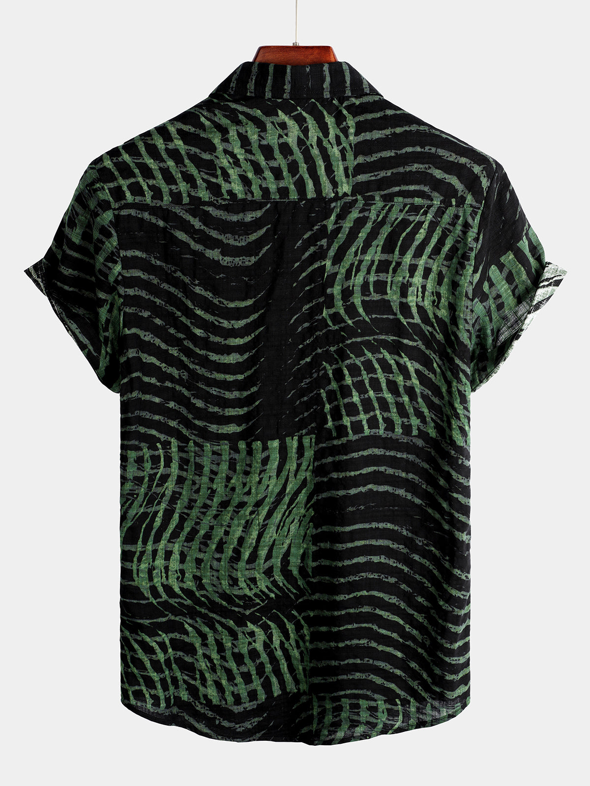 Camisa casual a rayas estampado de manga corta para hombre