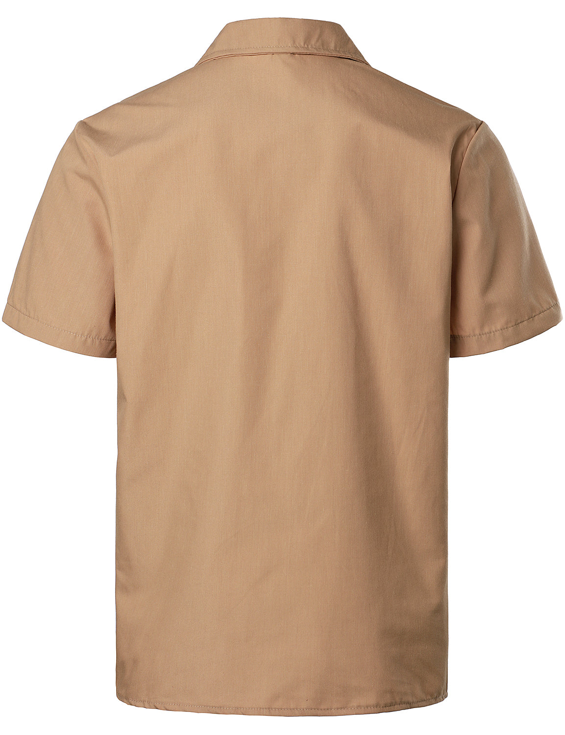 Camisa de color sólido de algodón de manga corta para hombre