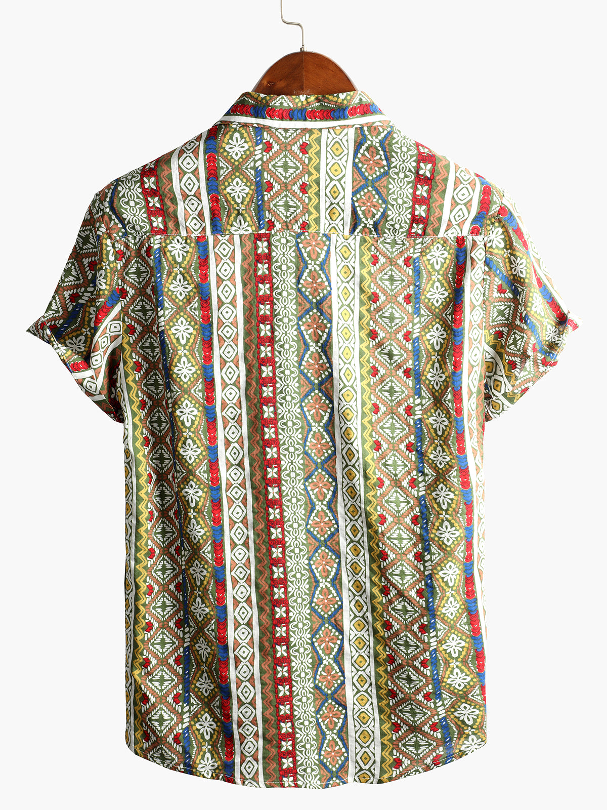 Camisa Boho de manga corta retro para hombre
