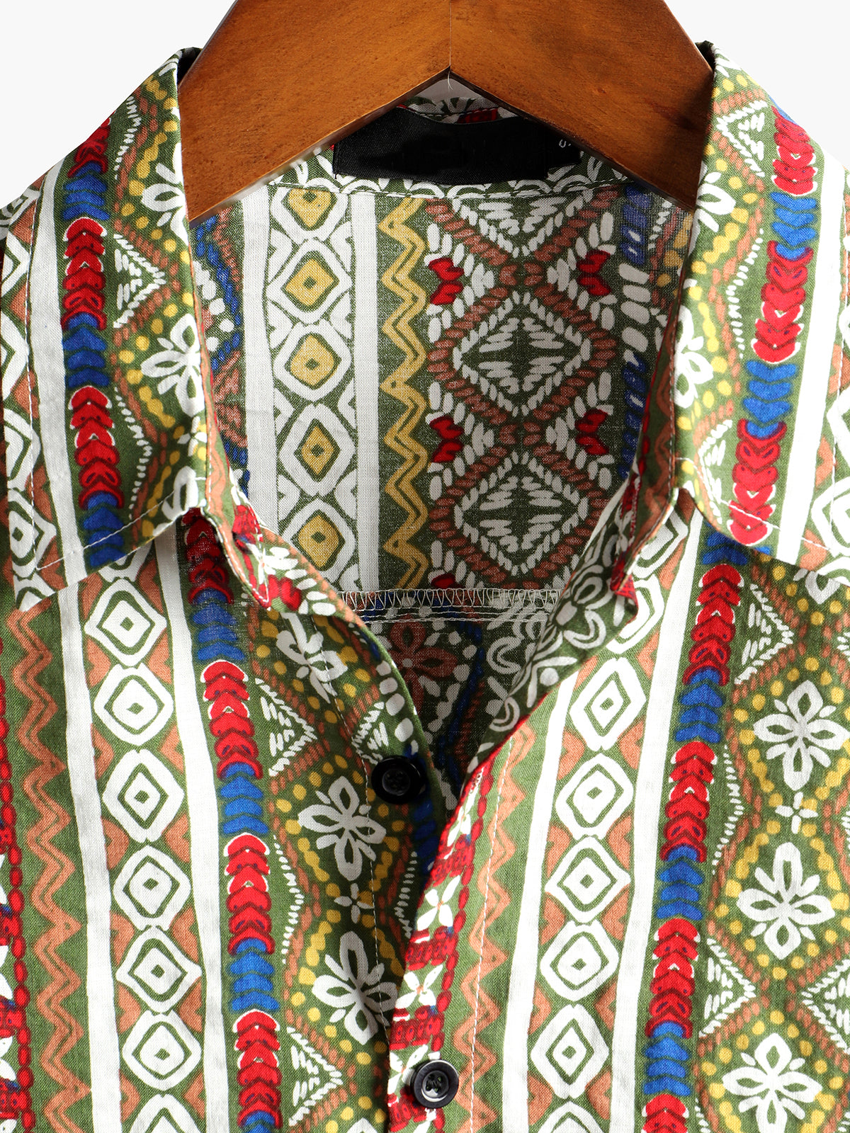 Camisa Boho de manga corta retro para hombre