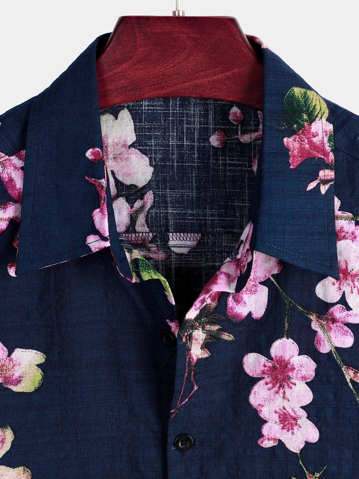 Camisa Flower estampado de algodón floral Hawaiian Button Up de manga corta para hombre