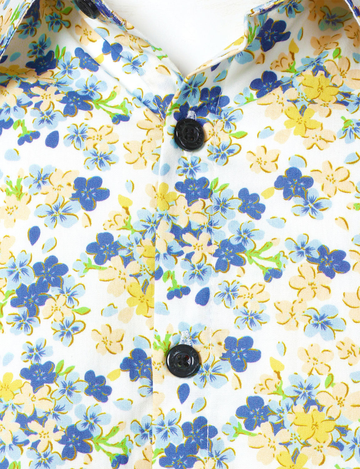 Camisa White transpirable de algodón floral estampado de manga larga para hombre