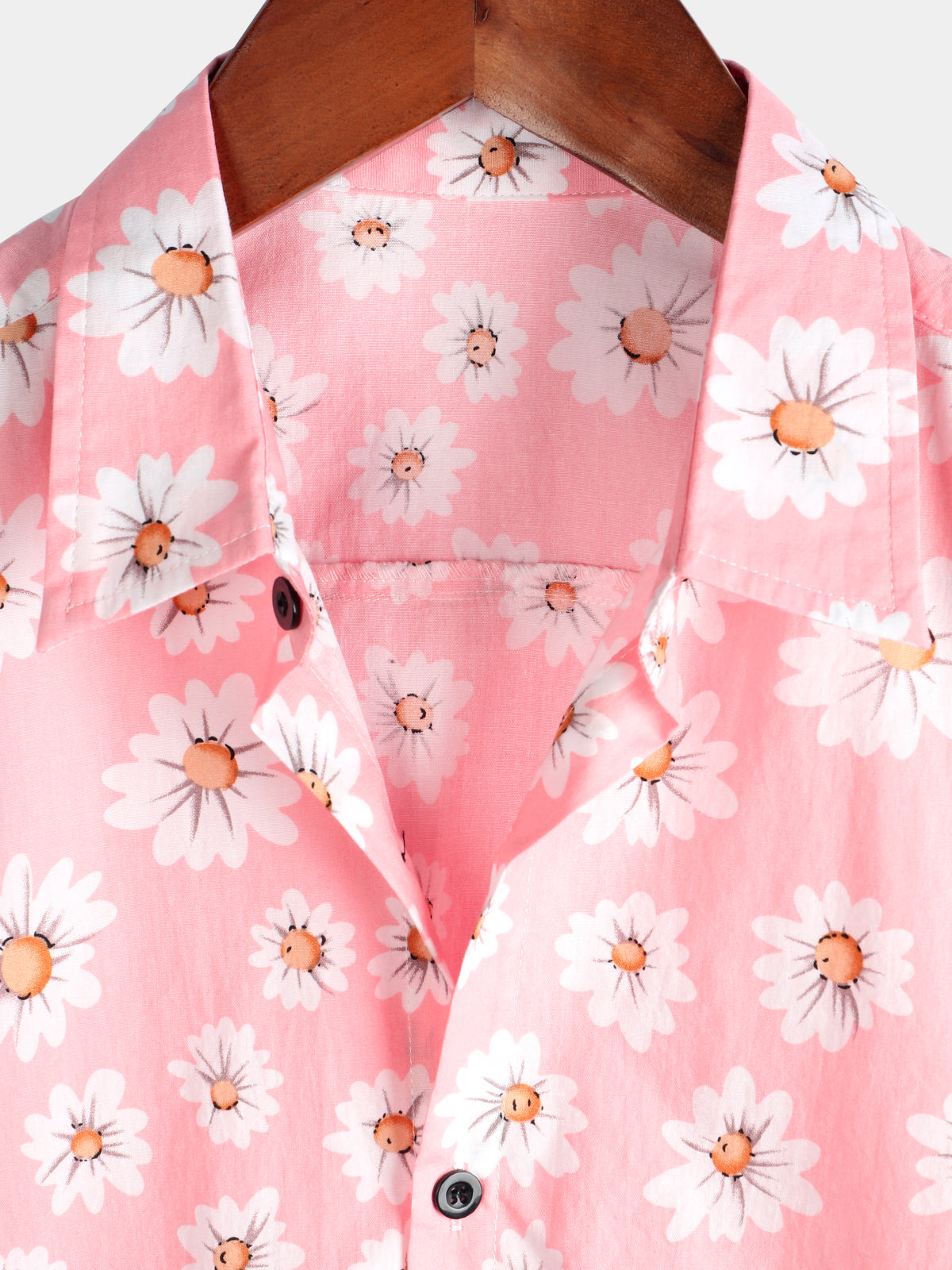 Camisa Pink Daisy Hawaiian de manga corta para hombre