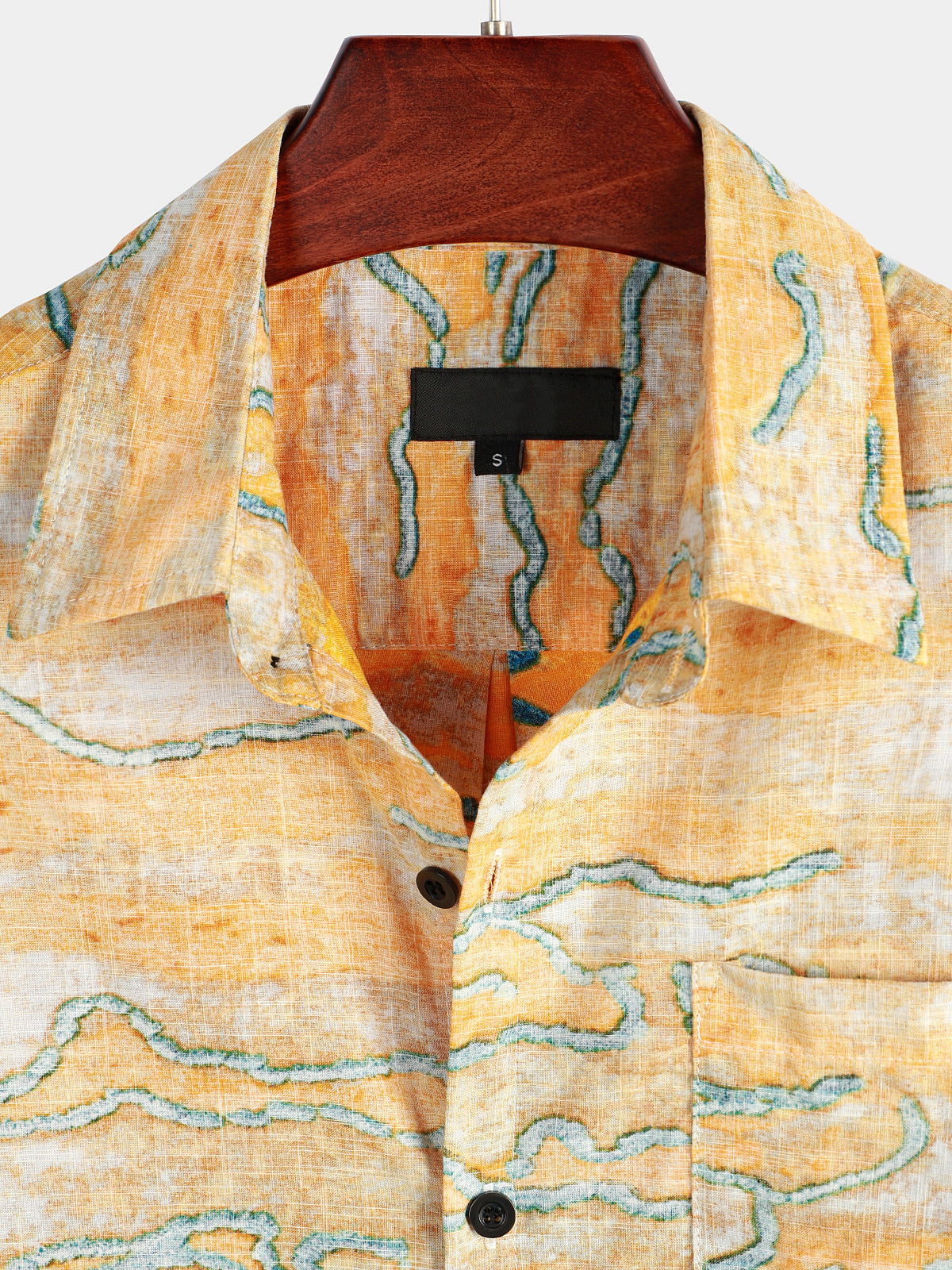Camisa Holiday Yellow Pocket de manga corta para hombre
