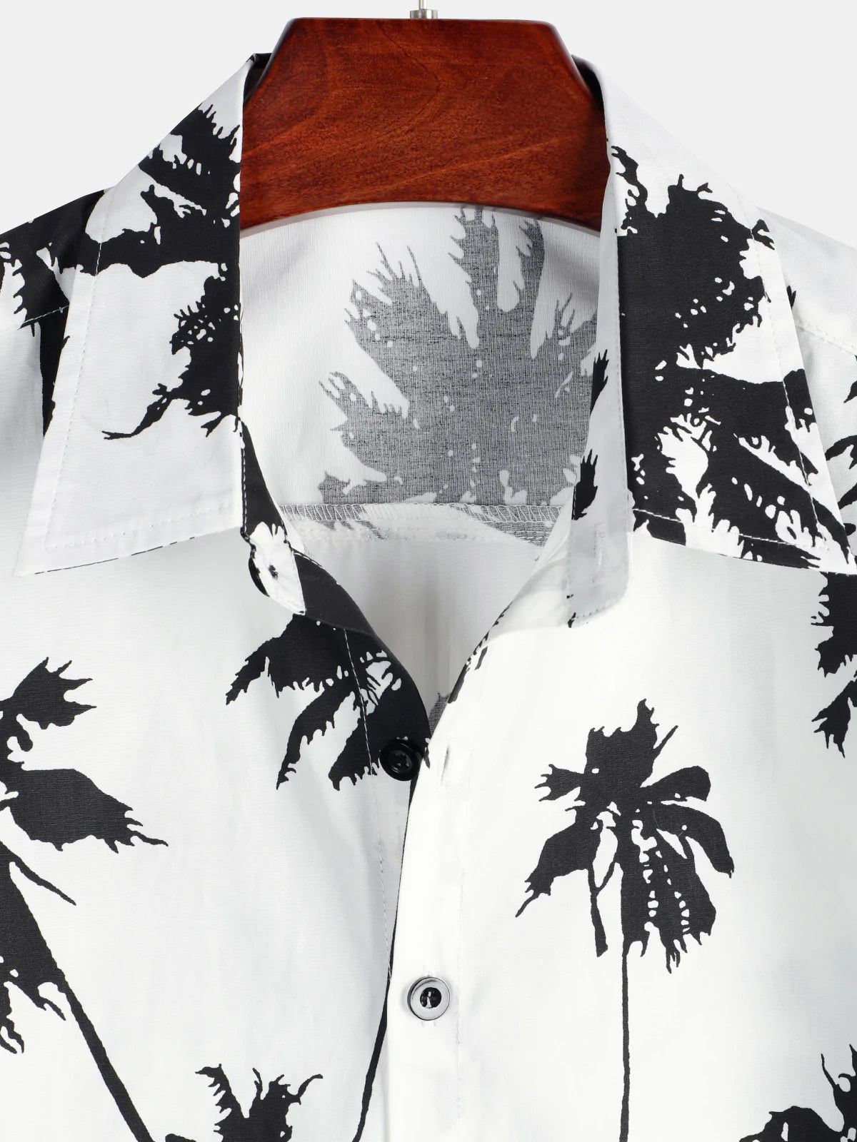 Camisa Tropical Palm Tree estampado de algodón White Hawaiian de manga corta Summer Beach Cruise Camp para hombre
