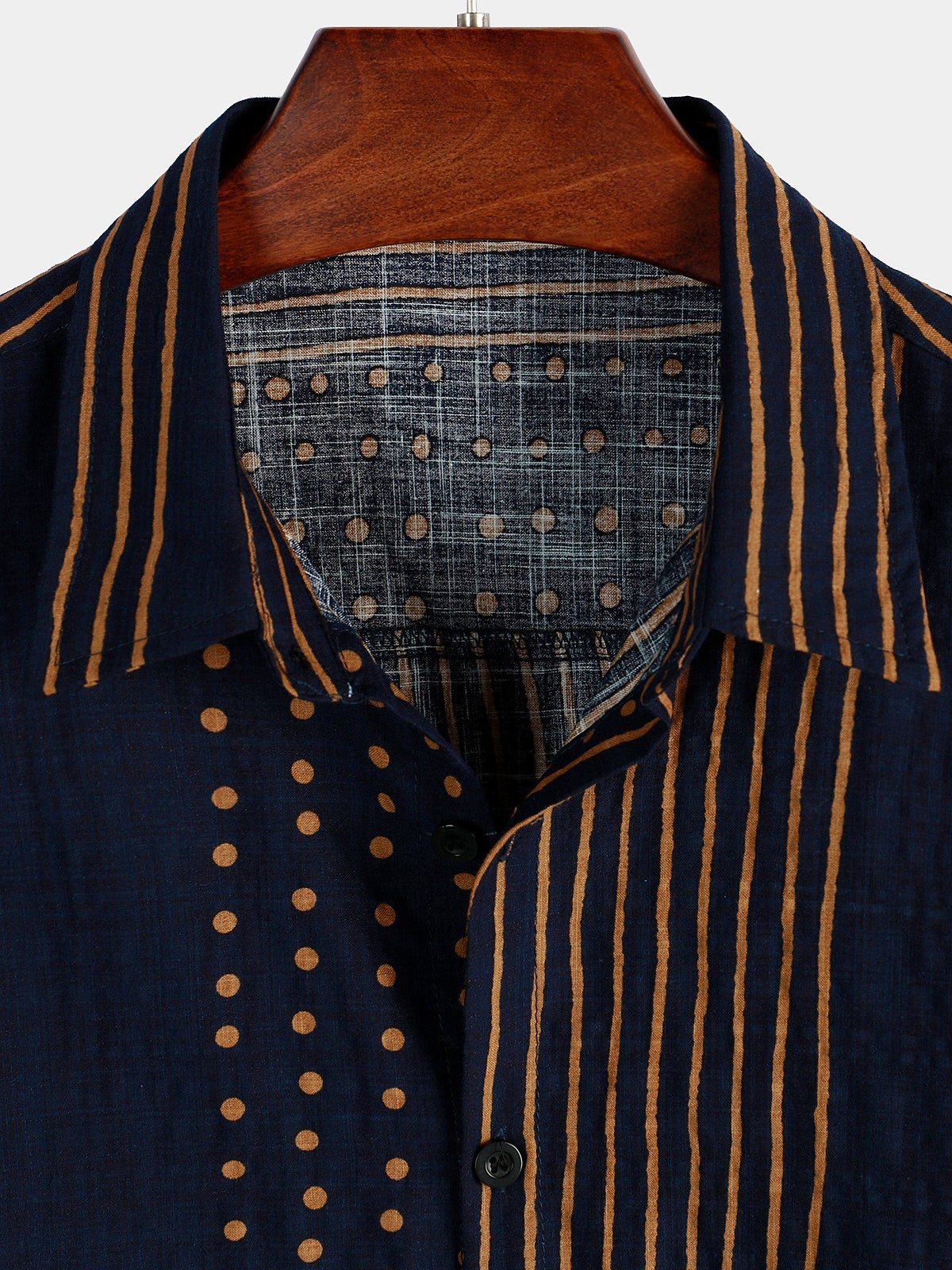 Camisa Men‘s Navy Blue rayas Summer de manga corta
