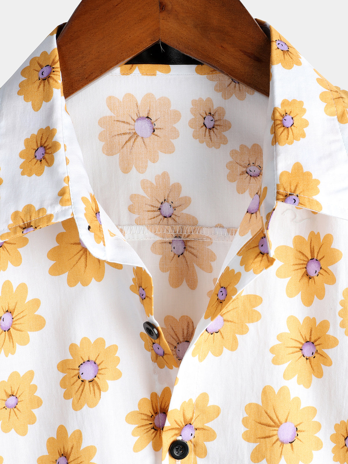 Camisa Yellow Daisy Hawaiian de manga corta para hombre