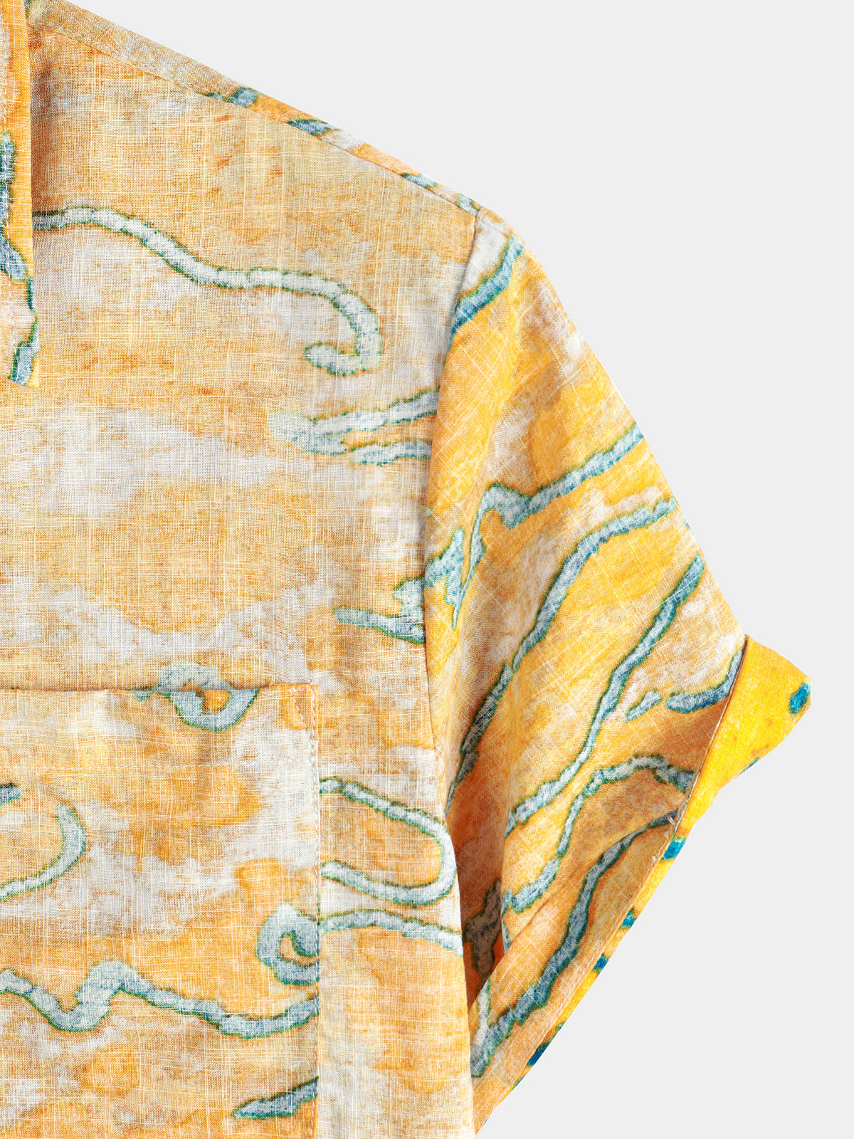 Camisa Holiday Yellow Pocket de manga corta para hombre