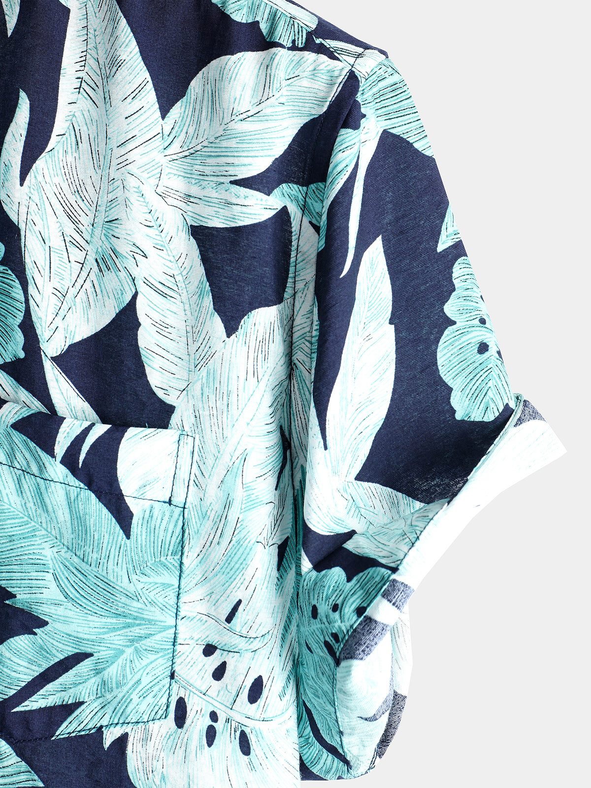 Camisa Tropical Leaf estampado Pocket de manga corta para hombre