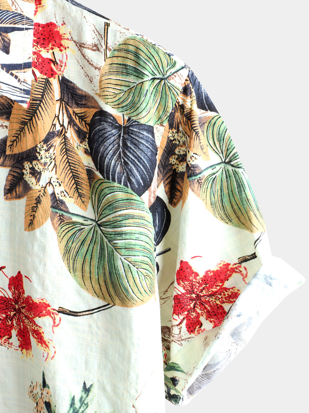 Camisa Flower de algodón Tropical floral Summer Button Up Hawaiian para hombre