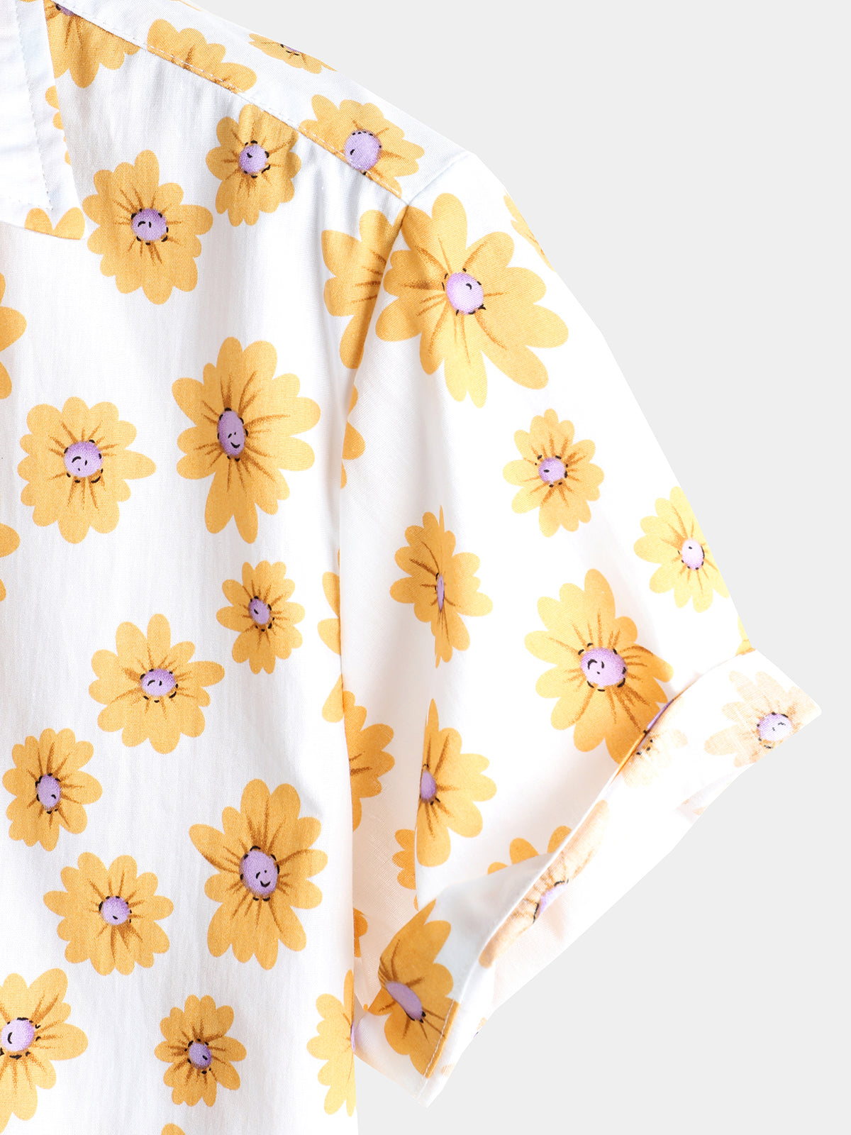 Camisa Yellow Daisy Hawaiian de manga corta para hombre