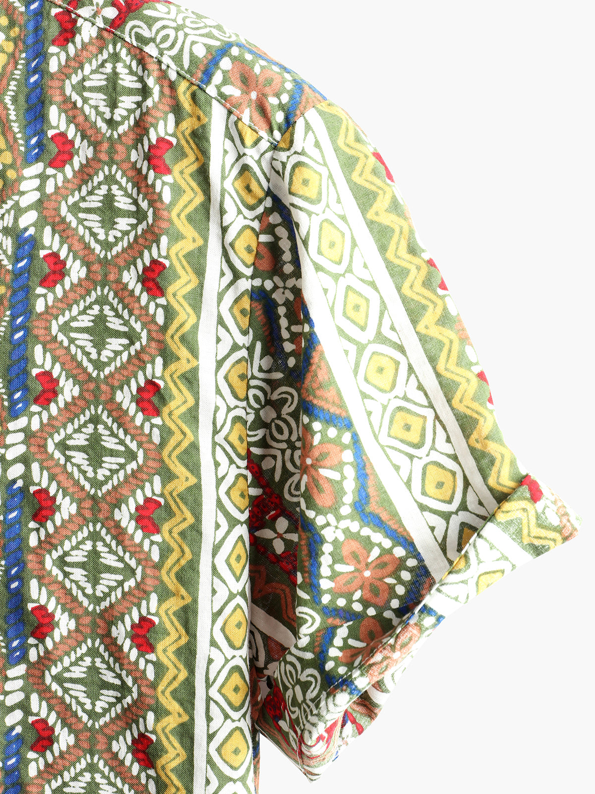 Camisa Boho de manga corta retro para hombre