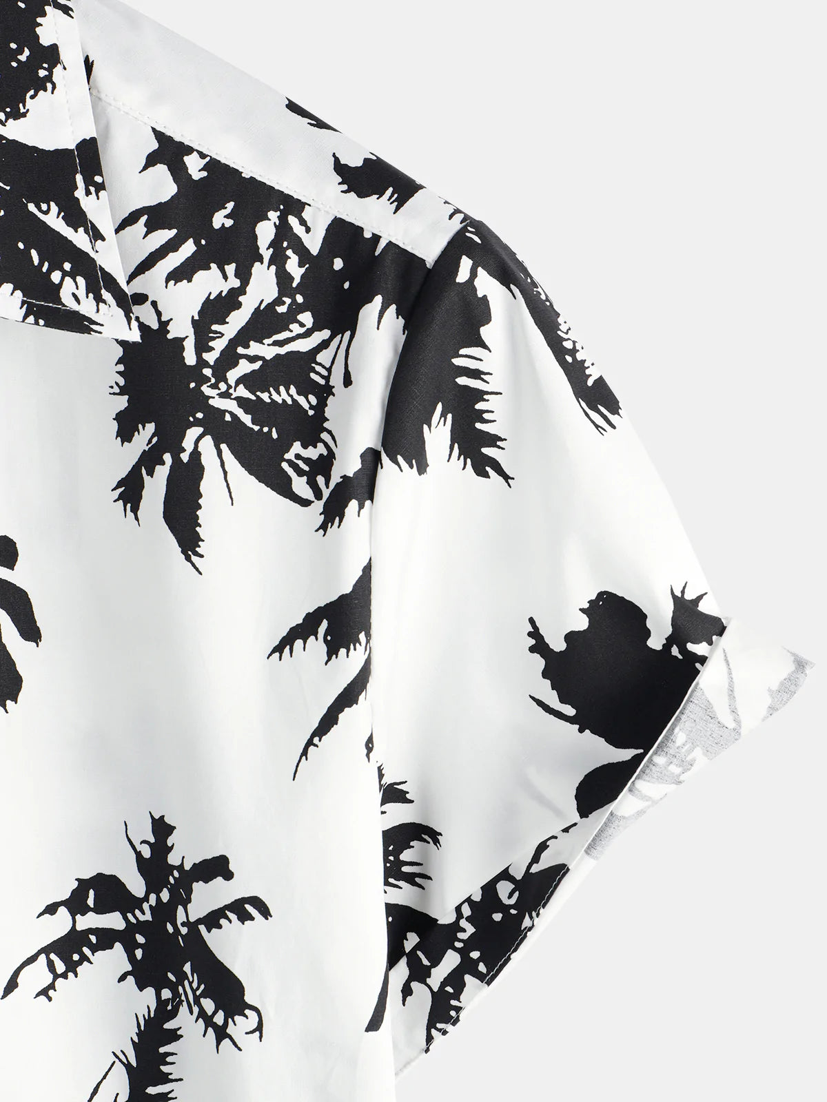 Camisa Tropical Palm Tree estampado de algodón White Hawaiian de manga corta Summer Beach Cruise Camp para hombre