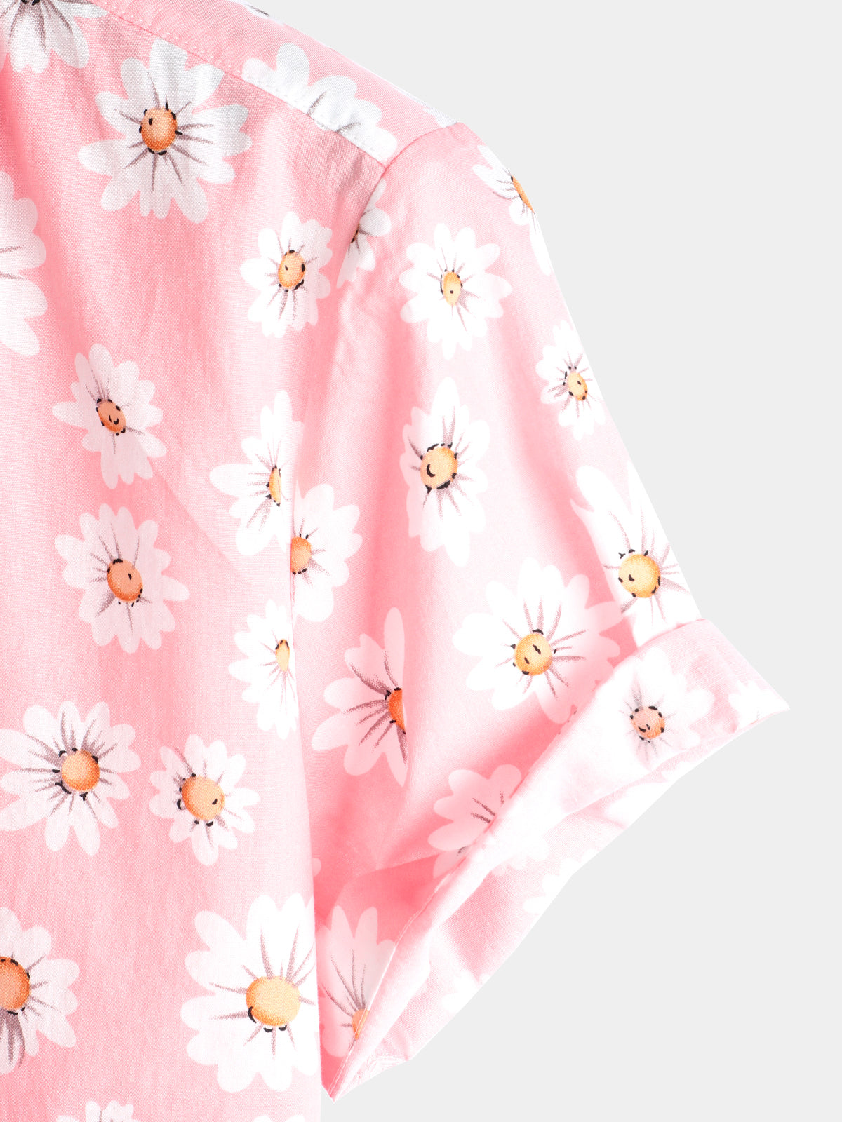 Camisa Pink Daisy Hawaiian de manga corta para hombre