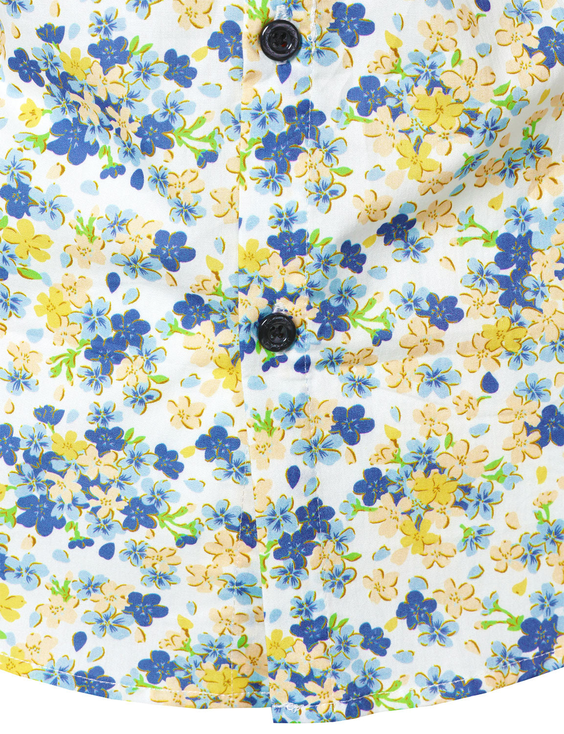 Camisa White transpirable de algodón floral estampado de manga larga para hombre