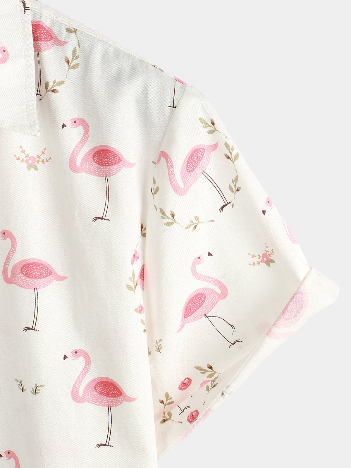 Camisa Pink Flamingo estampado de algodón de manga corta para hombre
