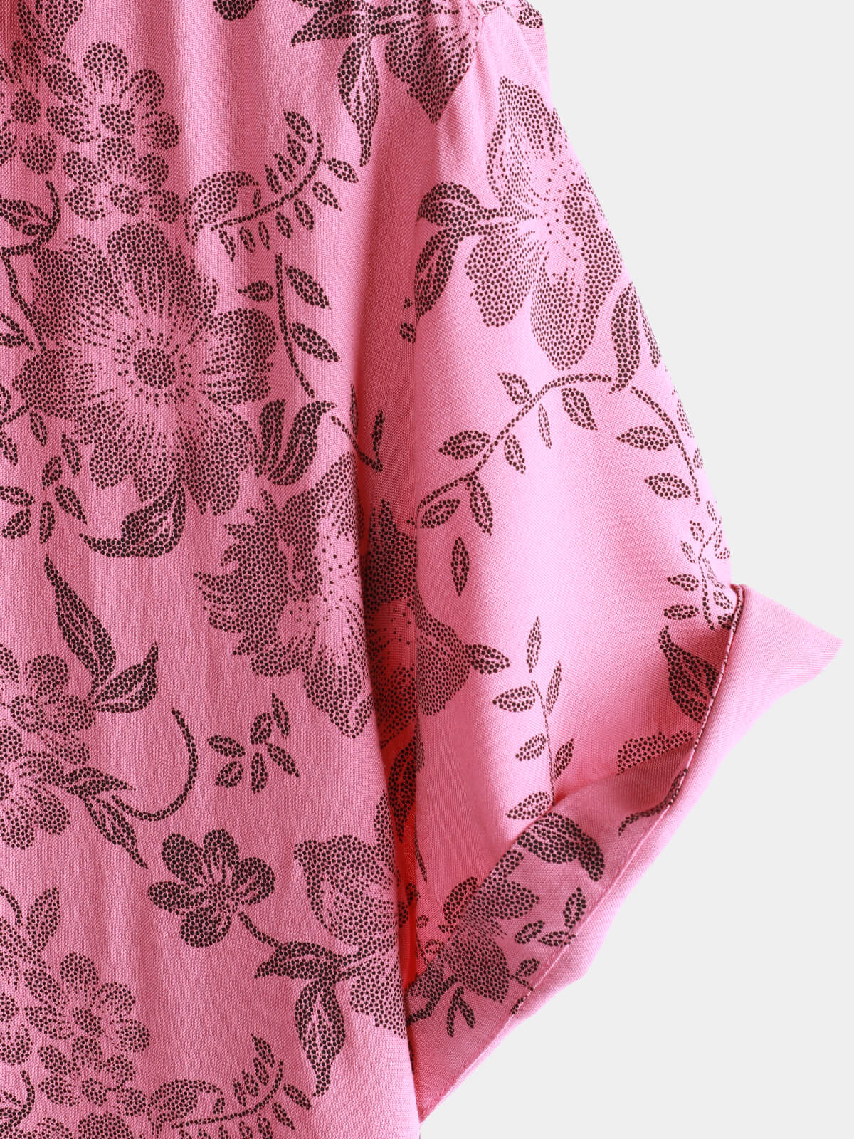 Camisa Pink floral estampado vintage Holiday transpirable Button Up Hawaiian de manga corta para hombre