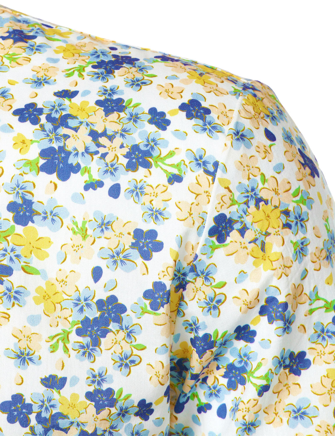 Camisa White transpirable de algodón floral estampado de manga larga para hombre