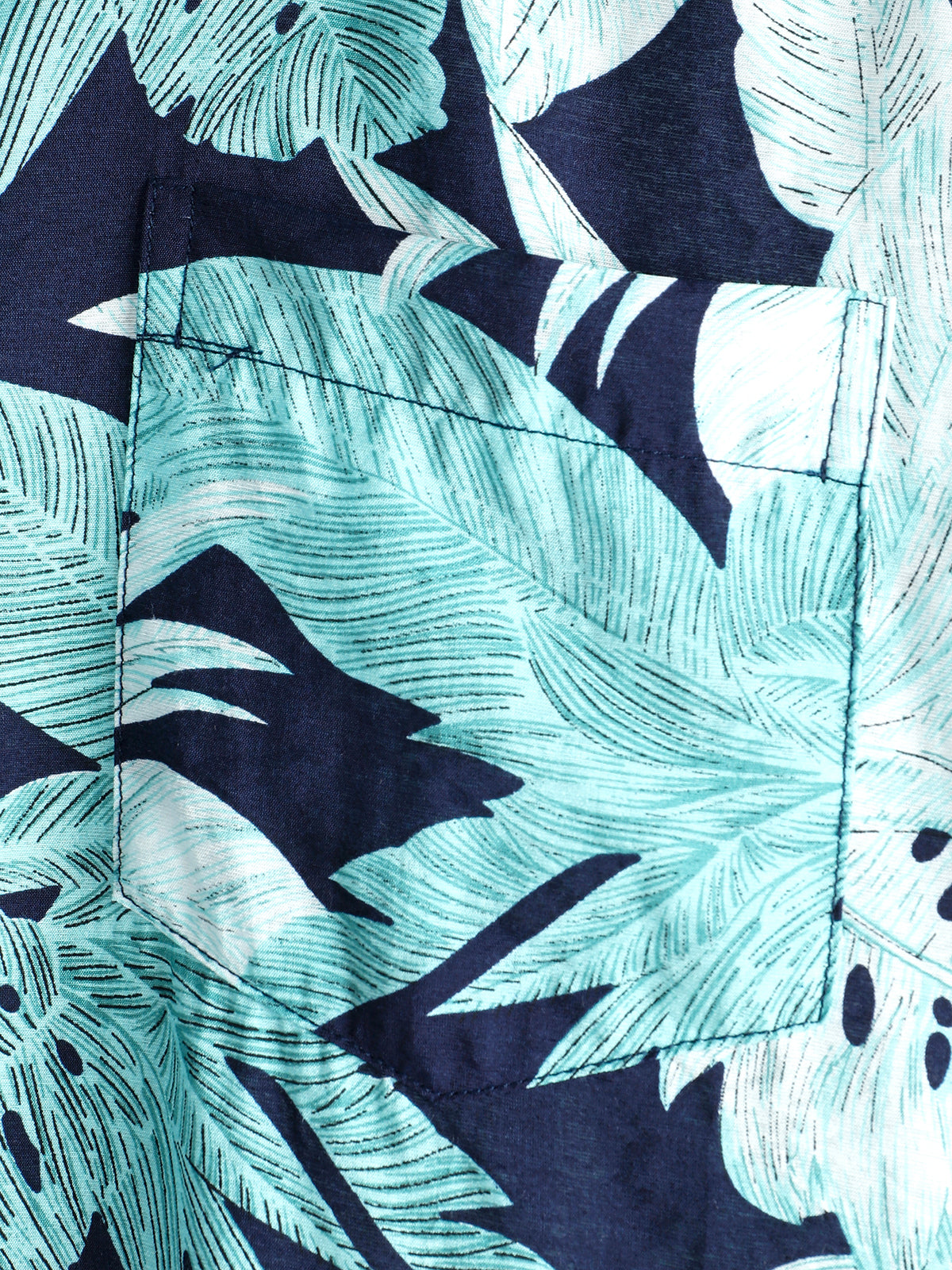 Camisa Tropical Leaf estampado Pocket de manga corta para hombre