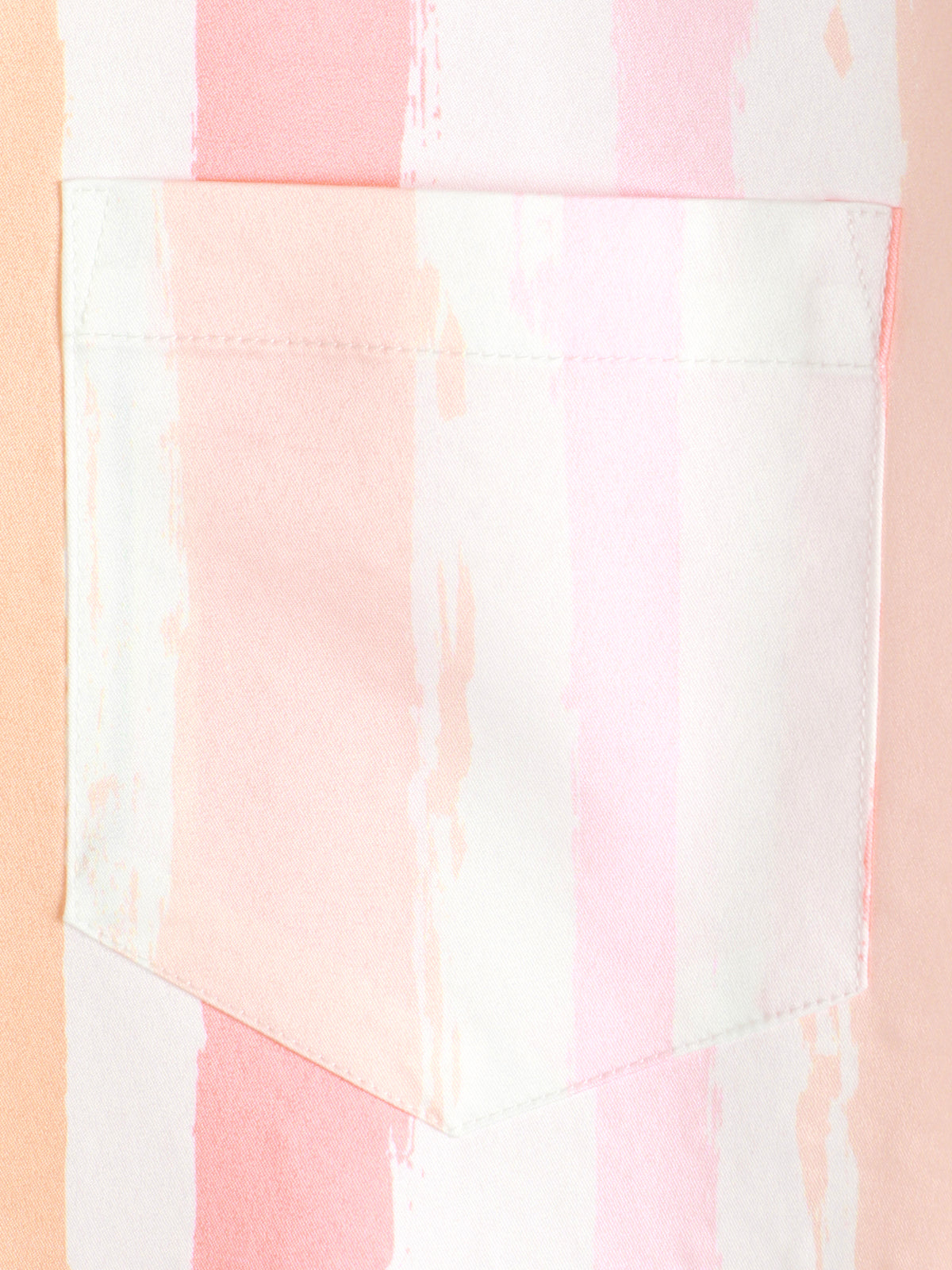 Camisa Summer Pink And White Vertical a rayas Pocket Button Up Rainbow de manga corta para hombre