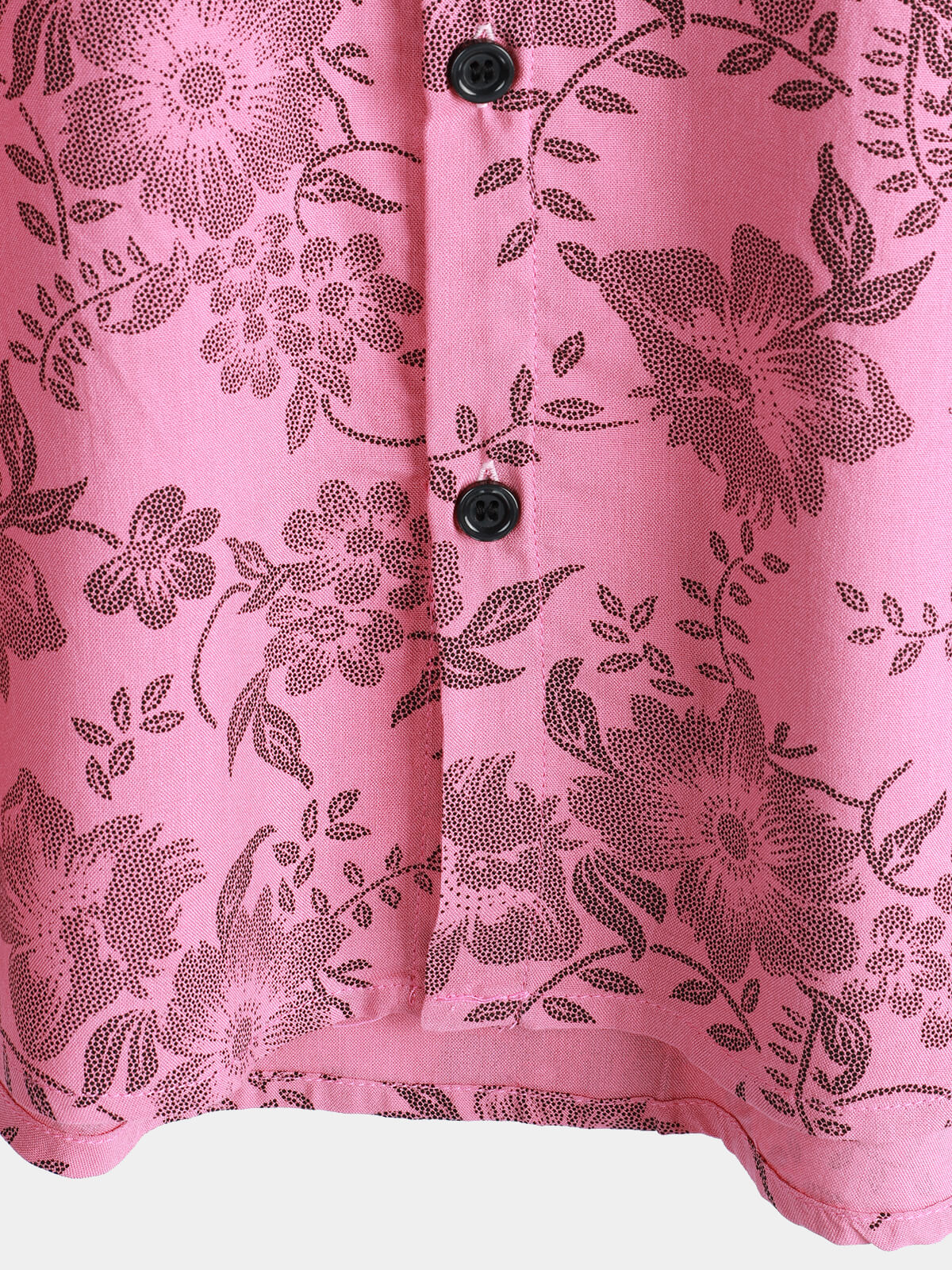 Camisa Pink floral estampado vintage Holiday transpirable Button Up Hawaiian de manga corta para hombre