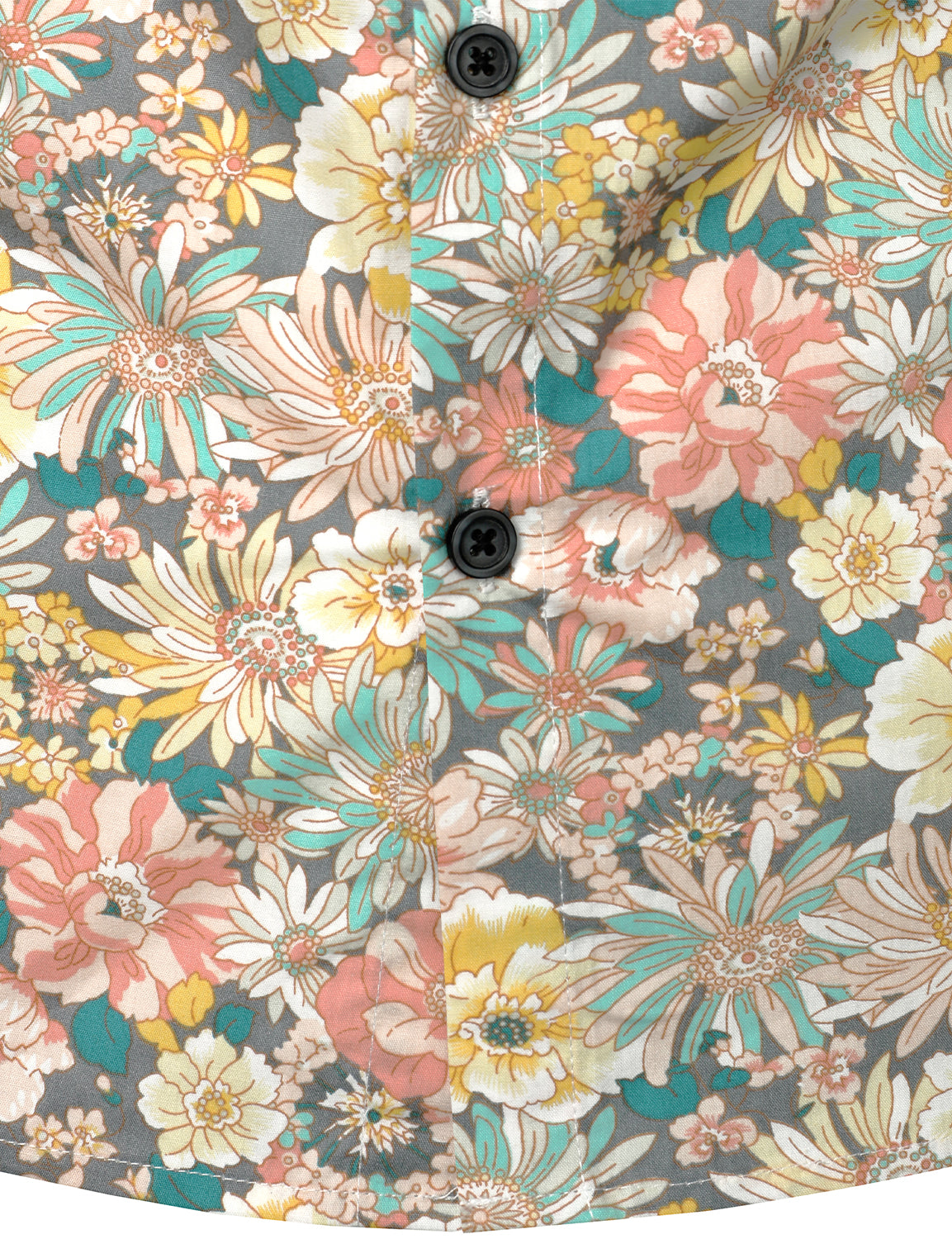 Camisa Grey de algodón floral estampado de manga larga para hombre
