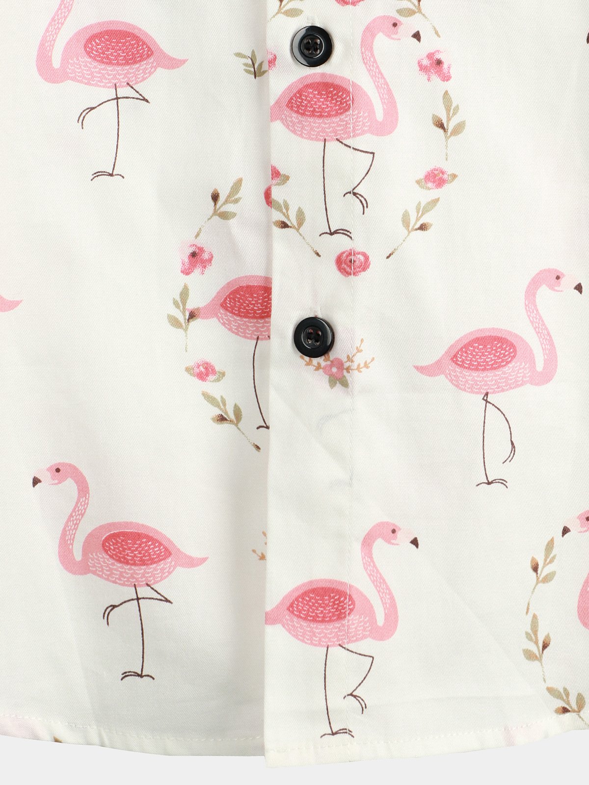 Camisa Pink Flamingo estampado de algodón de manga corta para hombre