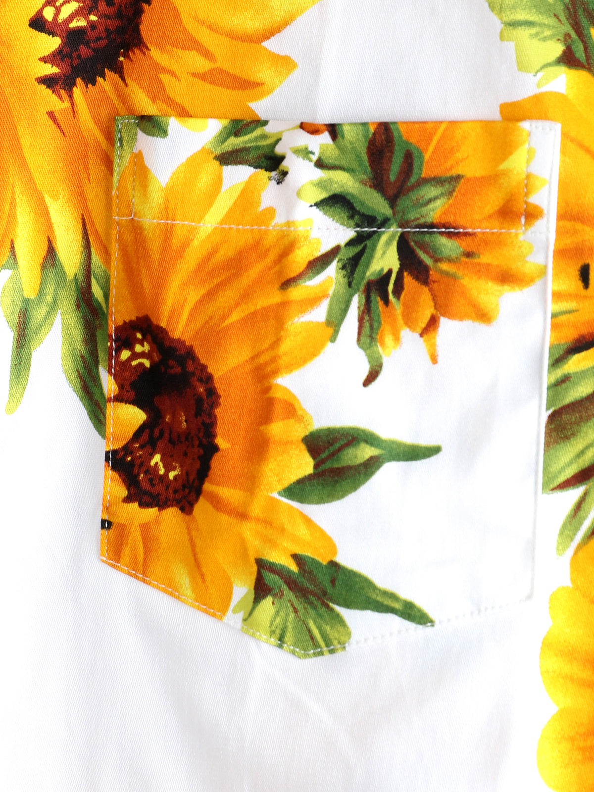 Camisa vintage Sunflower de algodón floral Pocket de manga corta Button Up para hombre