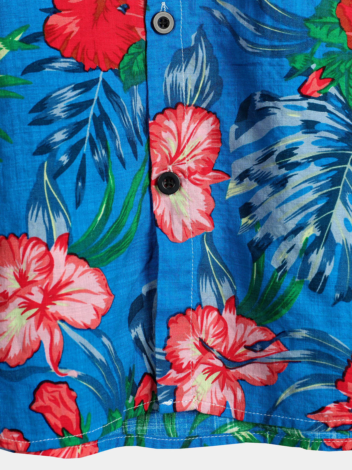 Camisa Blue Flower Tropical Hawaii de algodón de manga corta para hombre