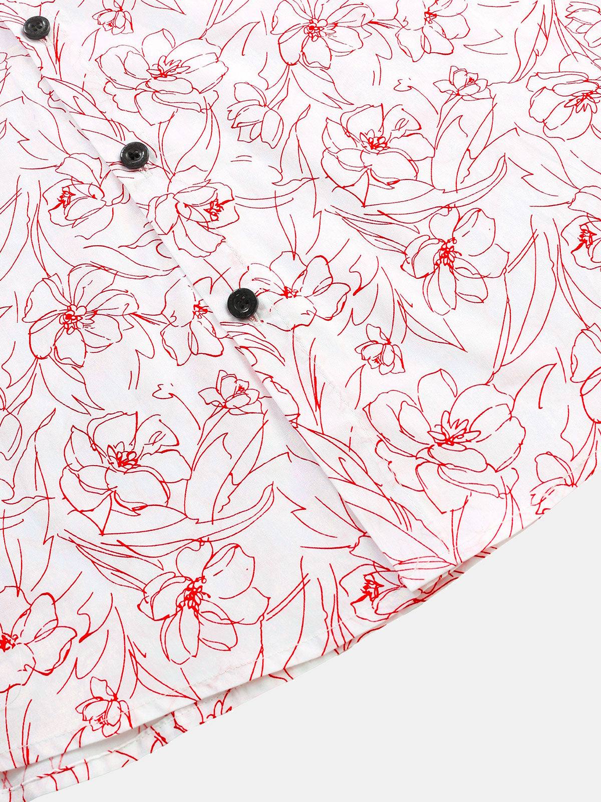 Camisa casual de algodón Line floral estampado Summer de manga corta para hombre