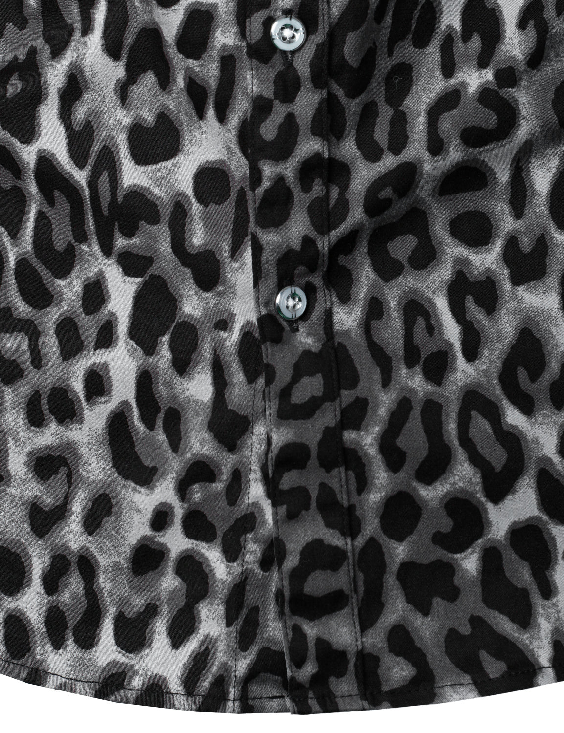 Camisa Grey Snow Leopard estampado Animal casual Rock Cool de algodón de manga larga para hombre