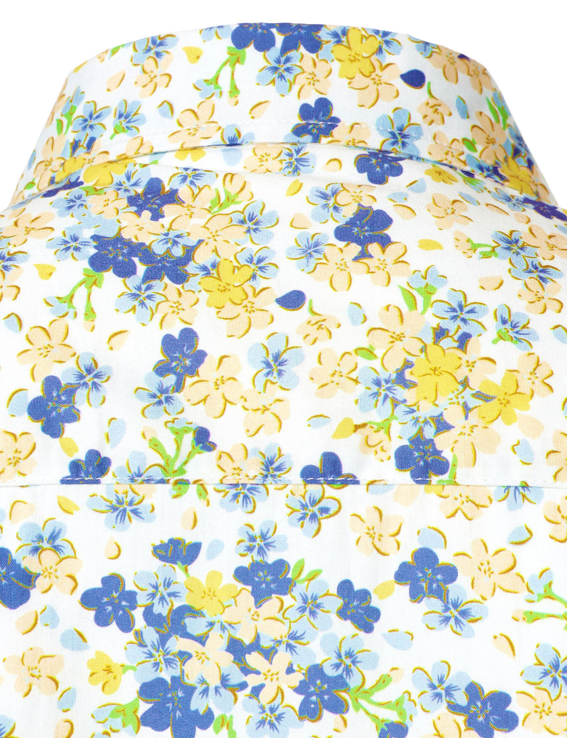 Camisa White transpirable de algodón floral estampado de manga larga para hombre