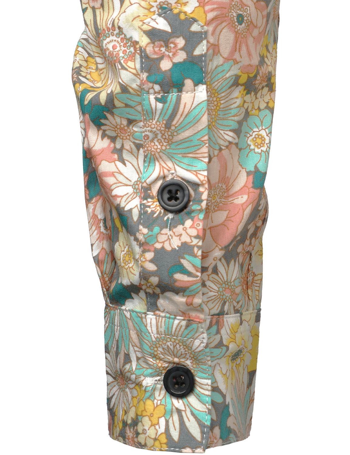 Camisa Grey de algodón floral estampado de manga larga para hombre