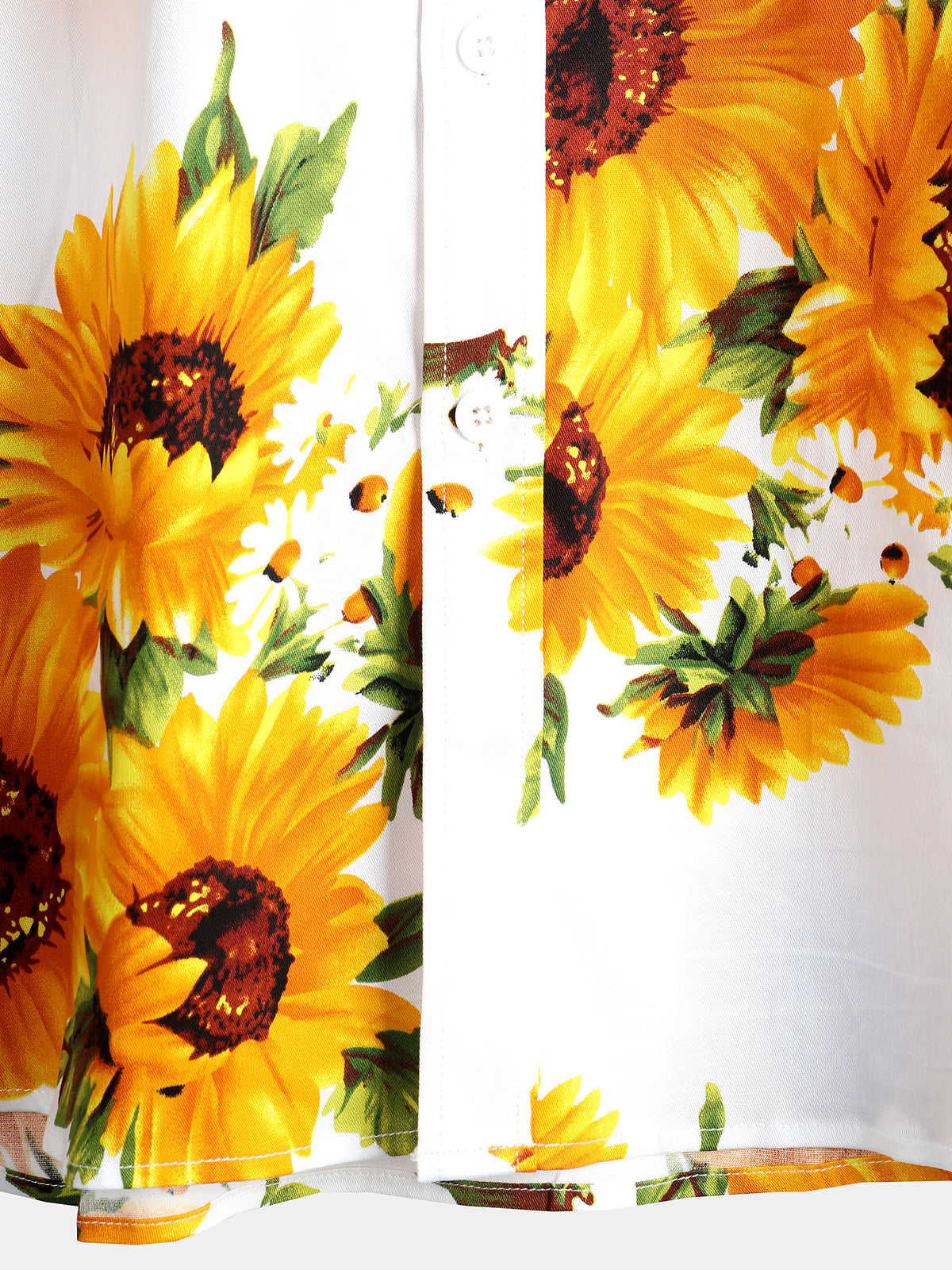 Camisa vintage Sunflower de algodón floral Pocket de manga corta Button Up para hombre