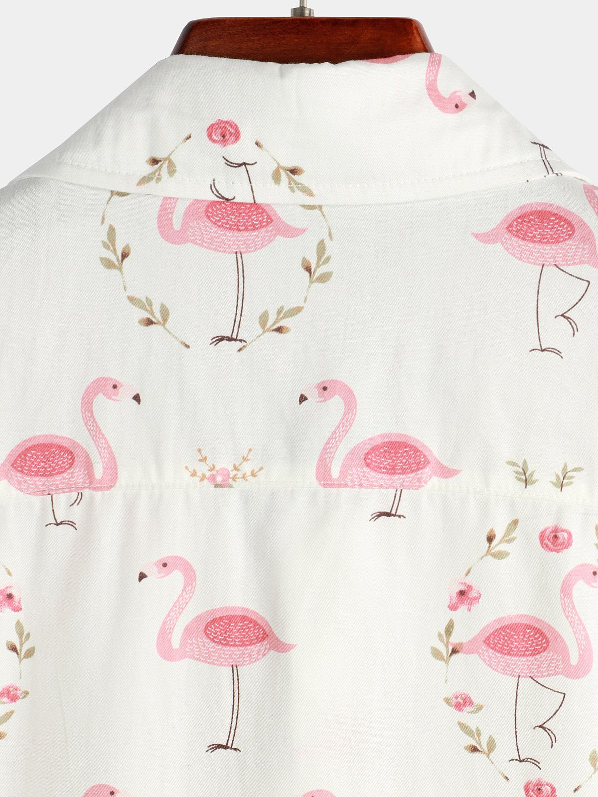 Camisa Pink Flamingo estampado de algodón de manga corta para hombre