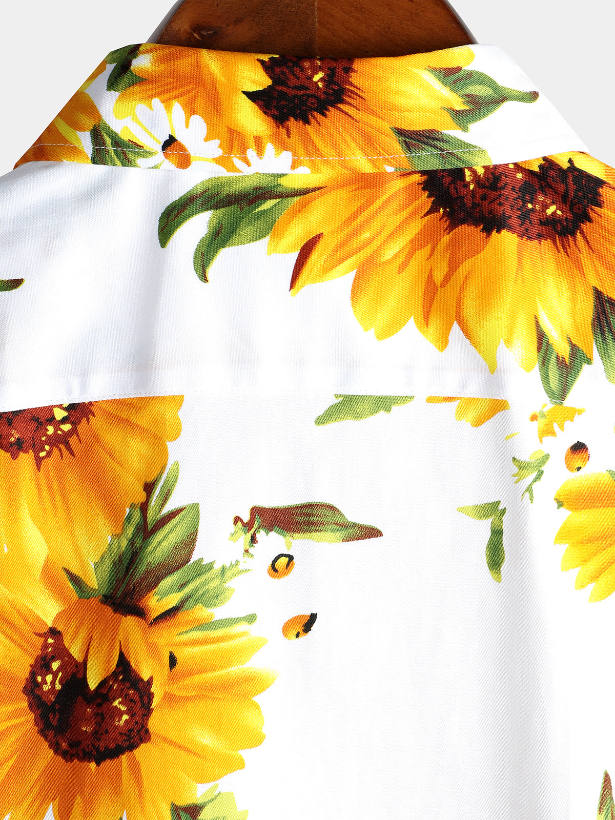 Camisa vintage Sunflower de algodón floral Pocket de manga corta Button Up para hombre