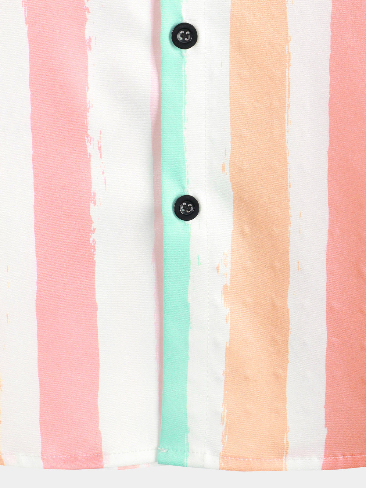 Camisa Summer Pink And White Vertical a rayas Pocket Button Up Rainbow de manga corta para hombre