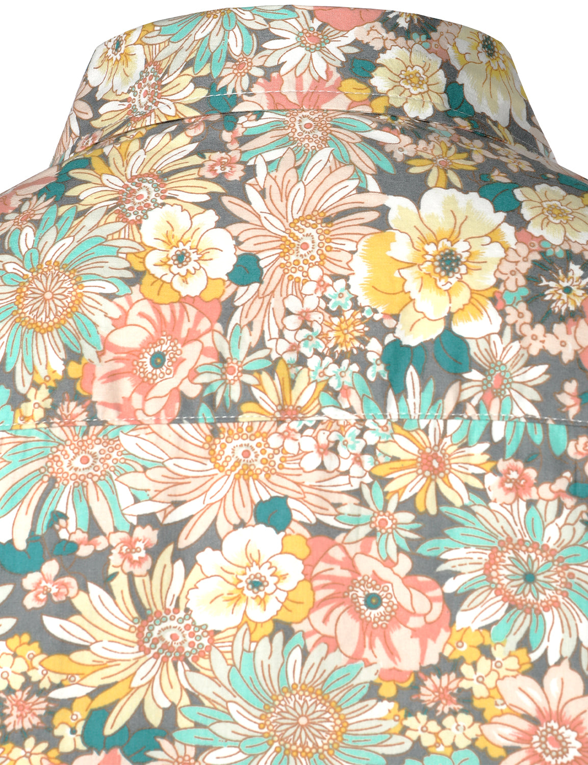 Camisa Grey de algodón floral estampado de manga larga para hombre