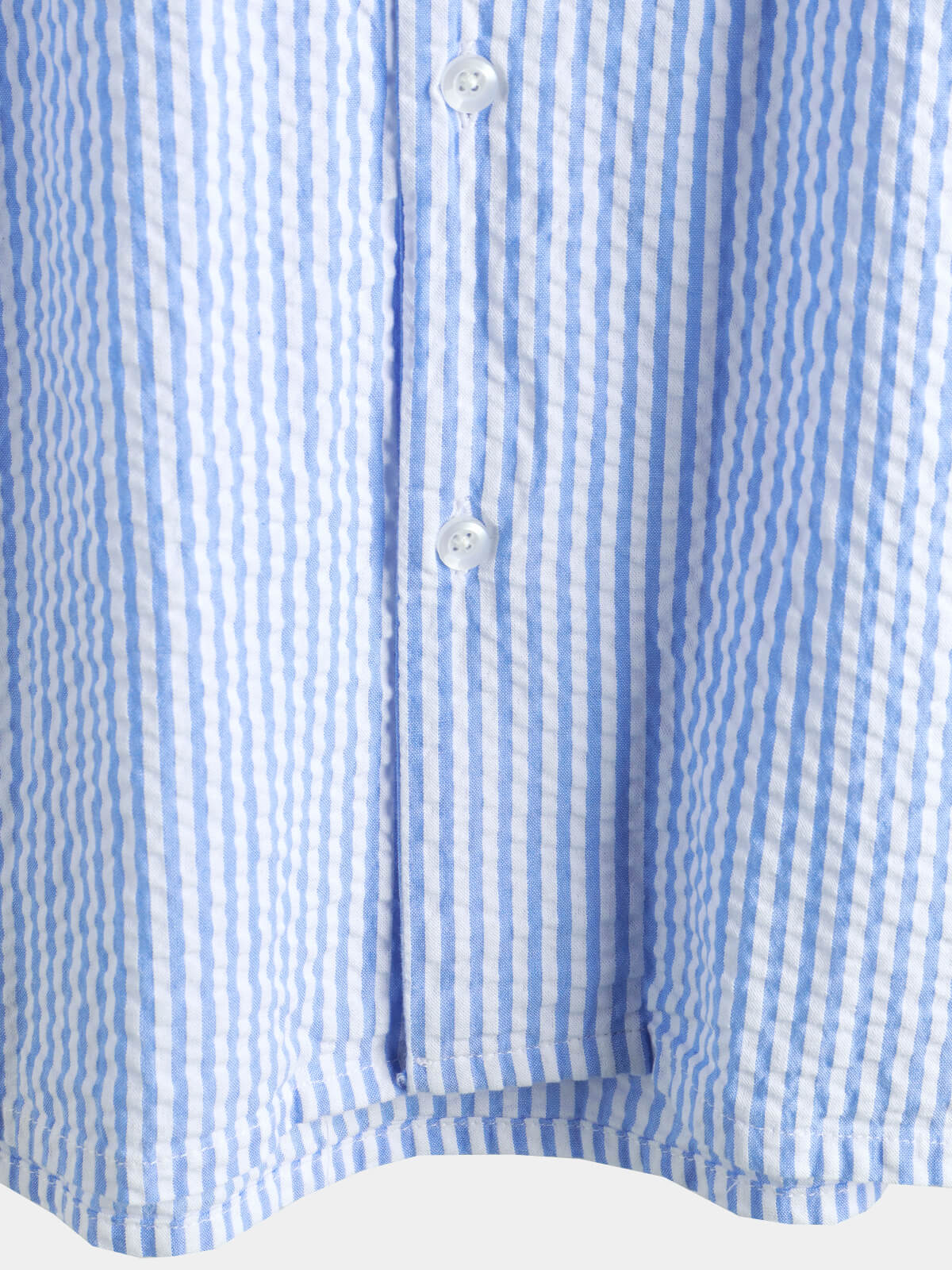 Camisa a rayas de algodón Blue Summer Button Up Cuban Collar Camp de manga corta Beach para hombre