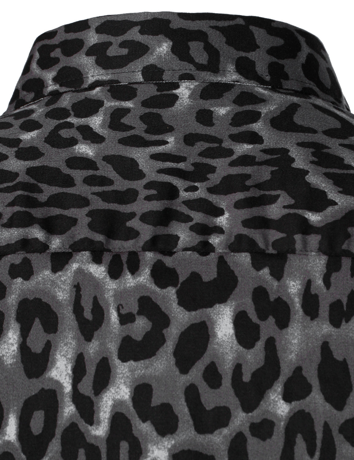 Camisa Grey Snow Leopard estampado Animal casual Rock Cool de algodón de manga larga para hombre