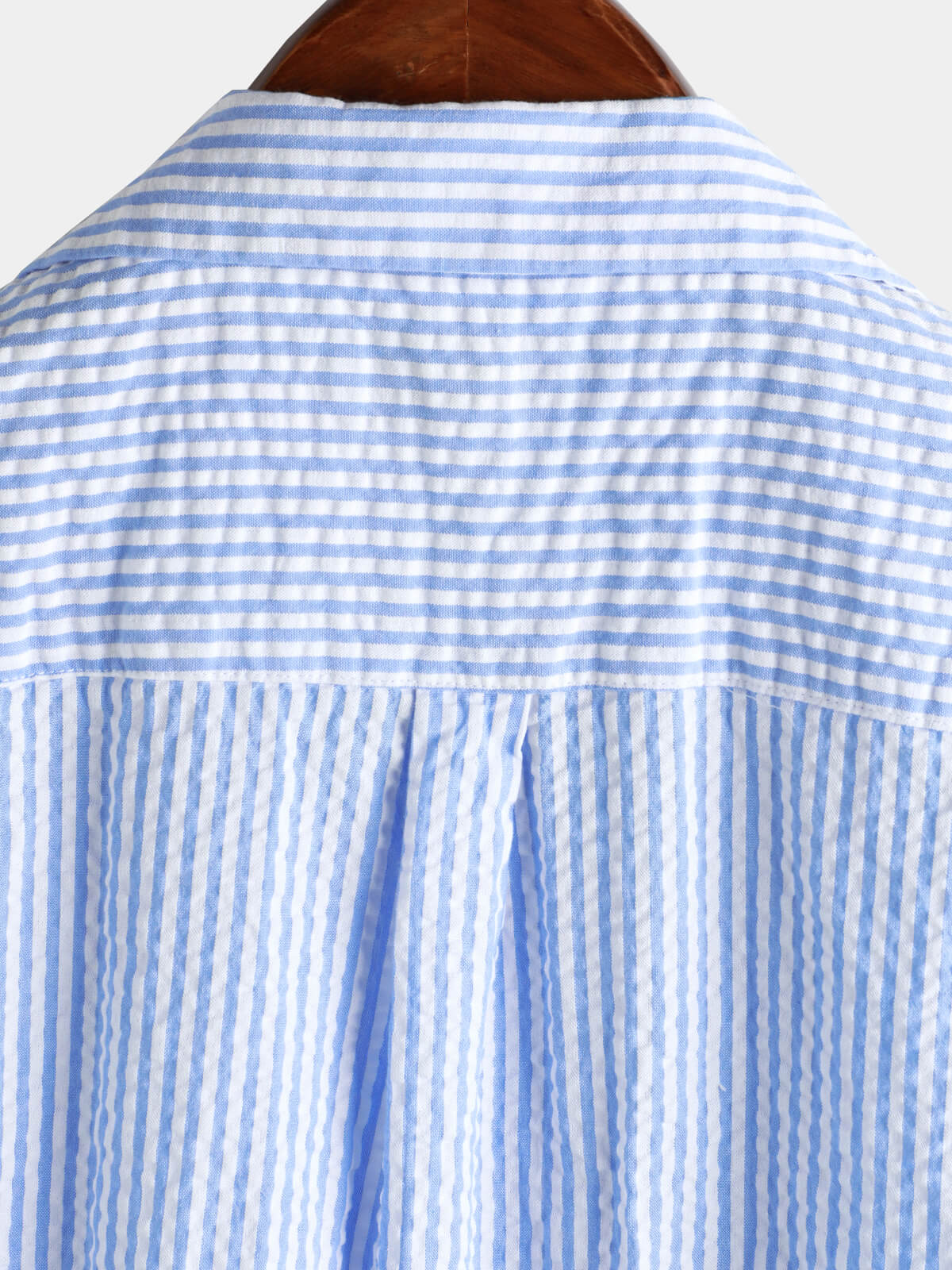 Camisa a rayas de algodón Blue Summer Button Up Cuban Collar Camp de manga corta Beach para hombre