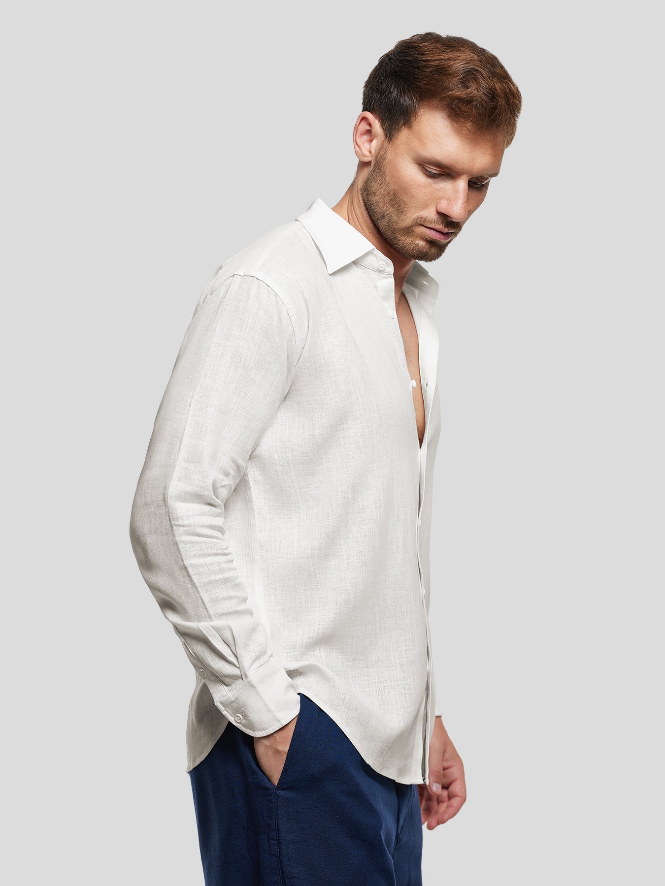 Camisa DreamWear Italian de lino de manga larga