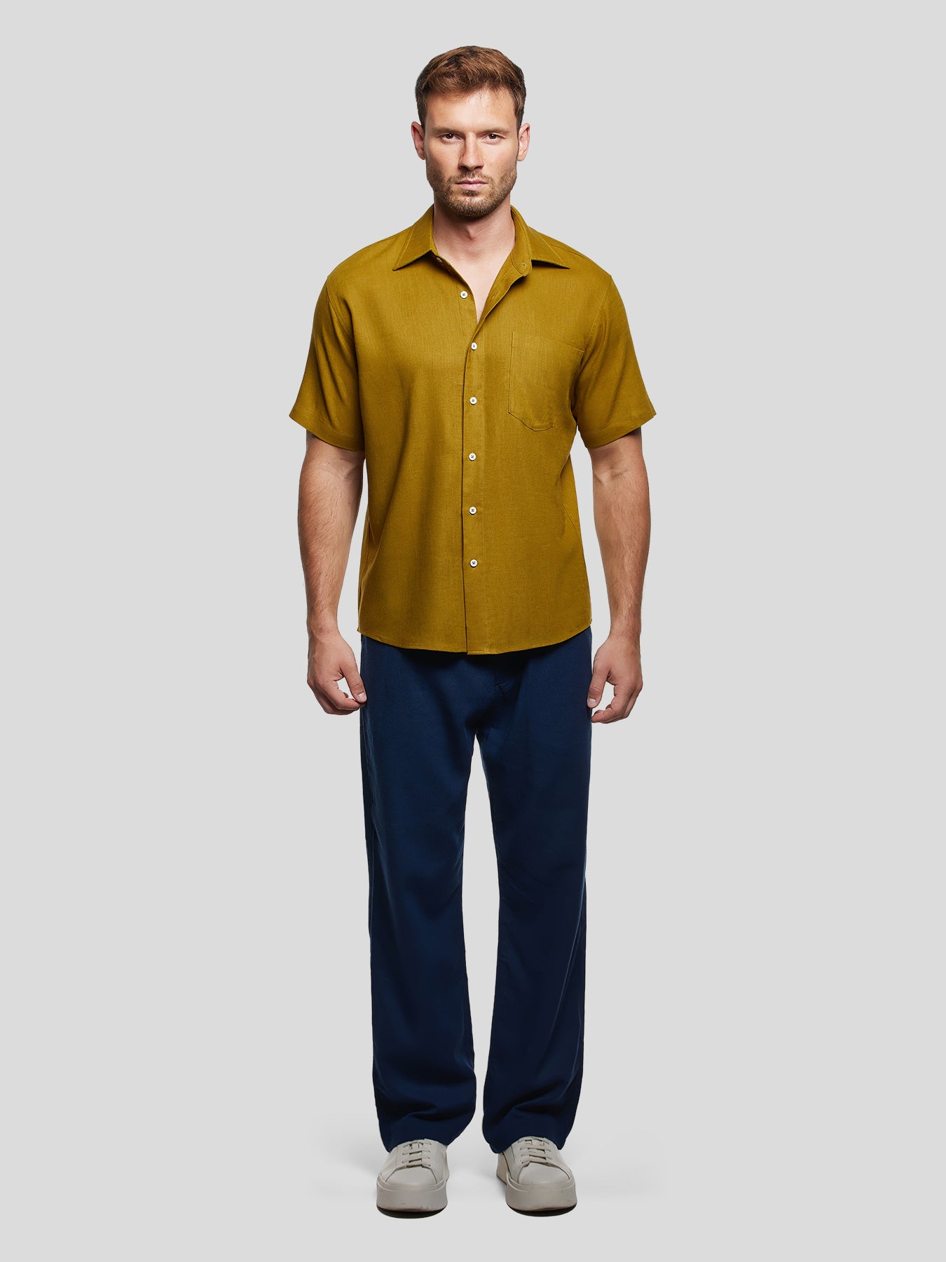 Camisa DreamWear Italian de lino de manga corta