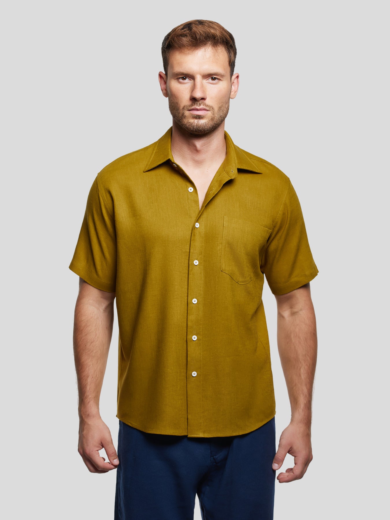 Camisa DreamWear Italian de lino de manga corta