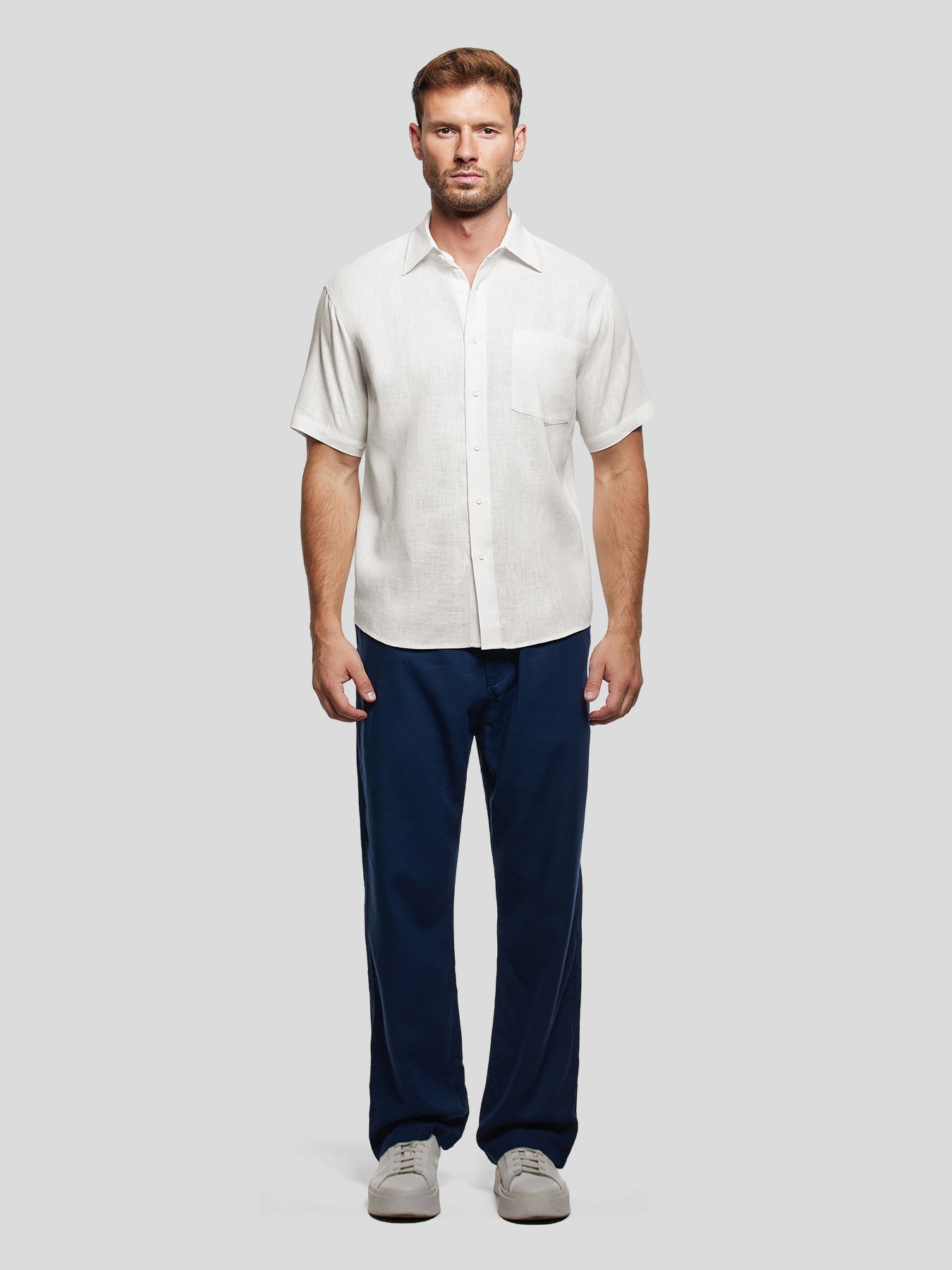 Camisa DreamWear Italian de lino de manga corta