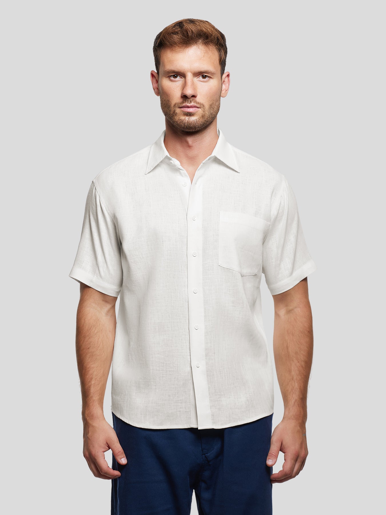 Camisa DreamWear Italian de lino de manga corta