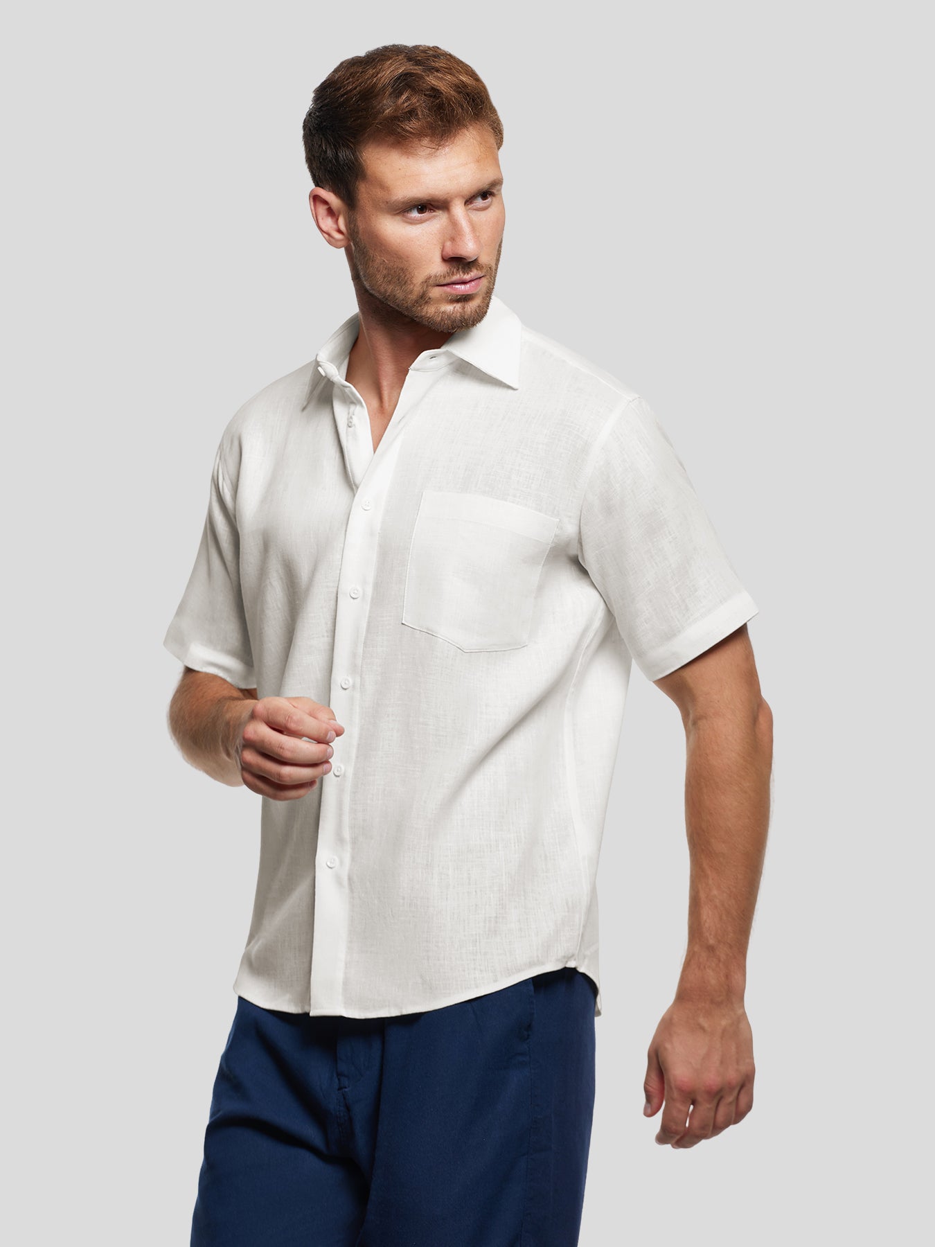 Camisa DreamWear Italian de lino de manga corta